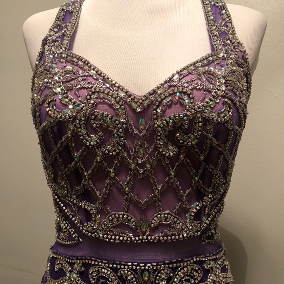 Purple Beaded Gown Juliet - Picture 2 of 4